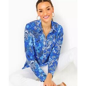 NWT! Lilly Pulitzer UPF 50+ Giavana Tunic in Blue Cruisin Together - Size Large